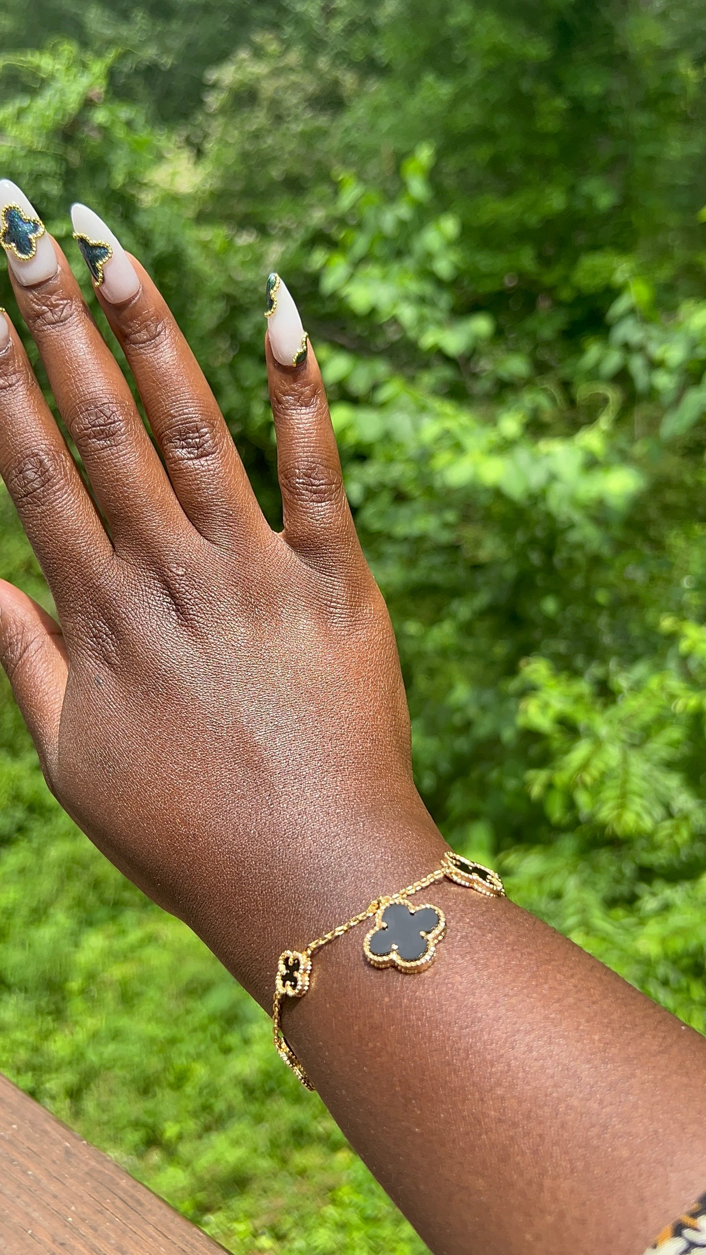 21k Gold Plated Five Piece Clover Bracelet