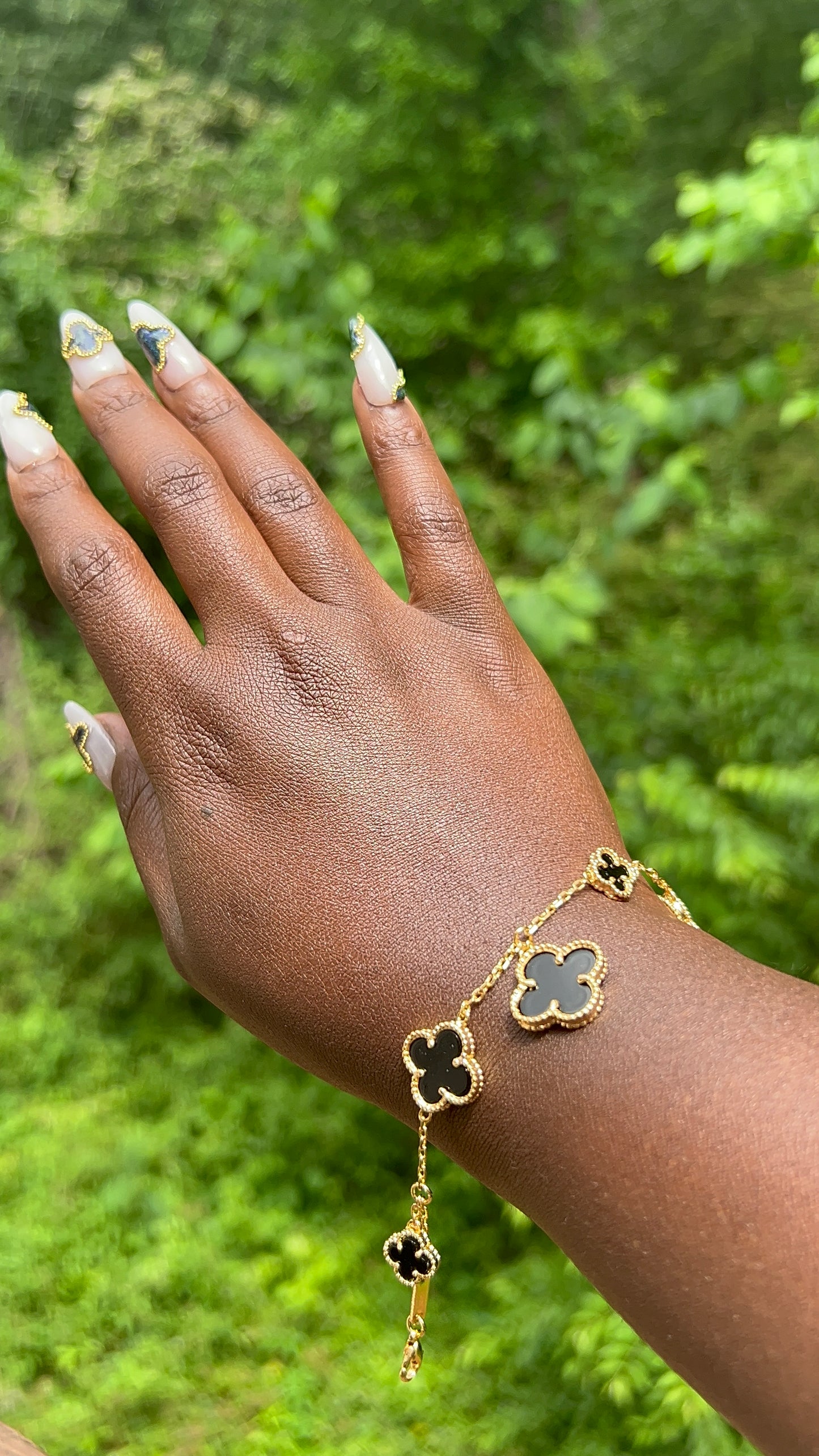 21k Gold Plated Five Piece Clover Bracelet