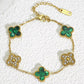 Gold Diamond Four Leaf Clover Bracelet